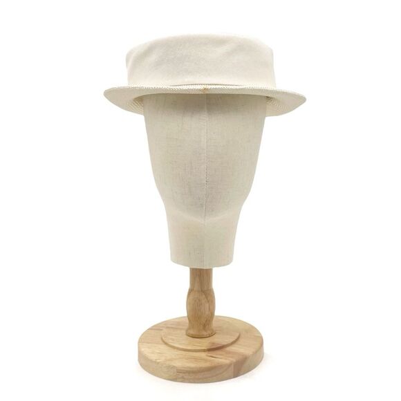 Vintage 1950s Cream Straw Sailor Hat Antique Ivory Boater Skimmer W Bow Detail - Picture 5 of 11